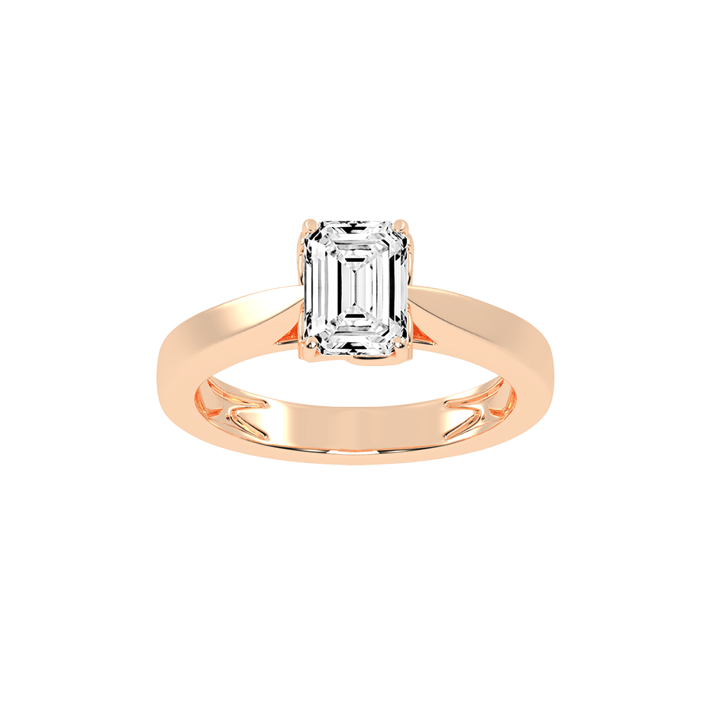 Emerald Cut Petal-shaped Solitaire Lab Grown Diamond Engagement Ring (3.5 mm width)