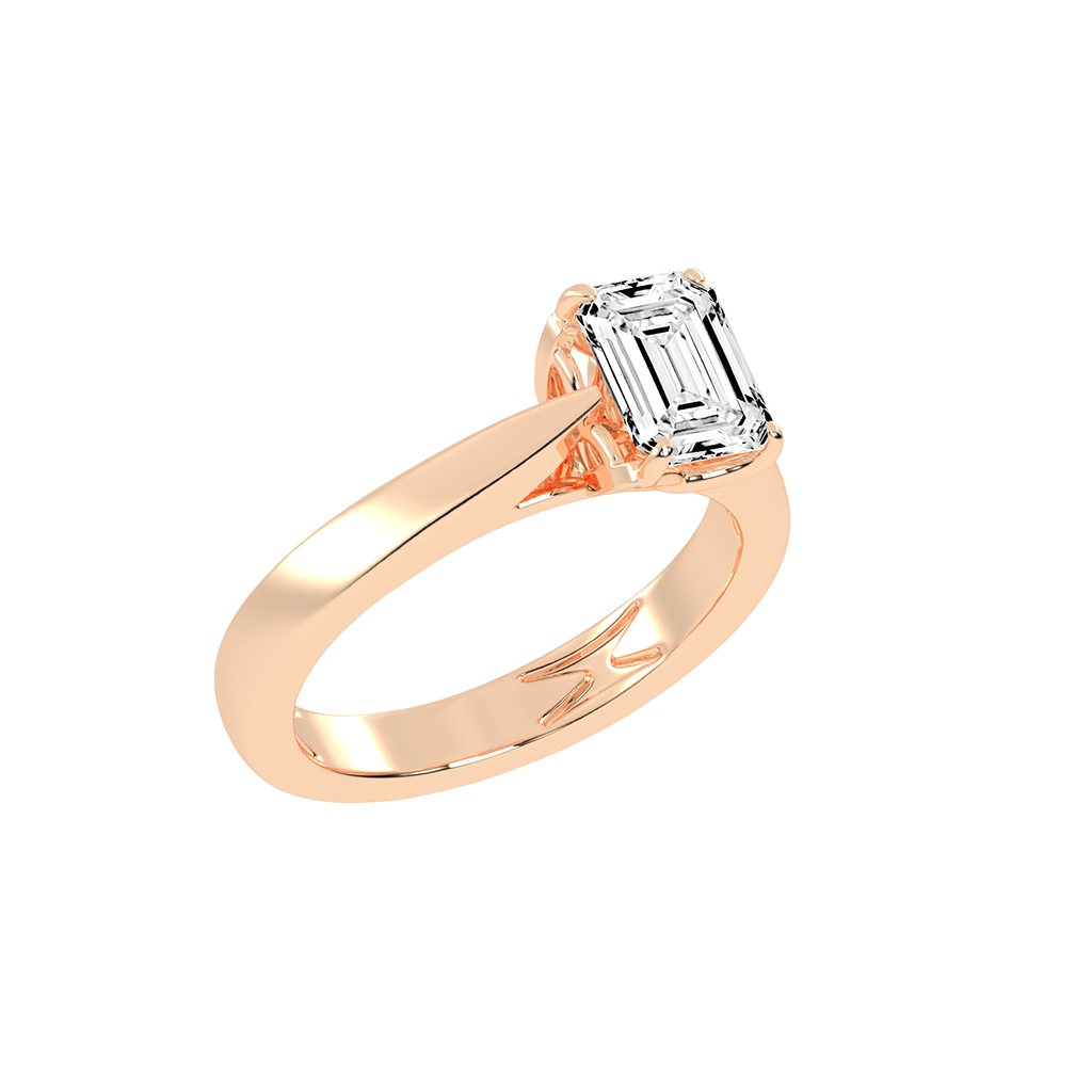 Emerald Cut Petal-shaped Solitaire Lab Grown Diamond Engagement Ring (3.5 mm width)