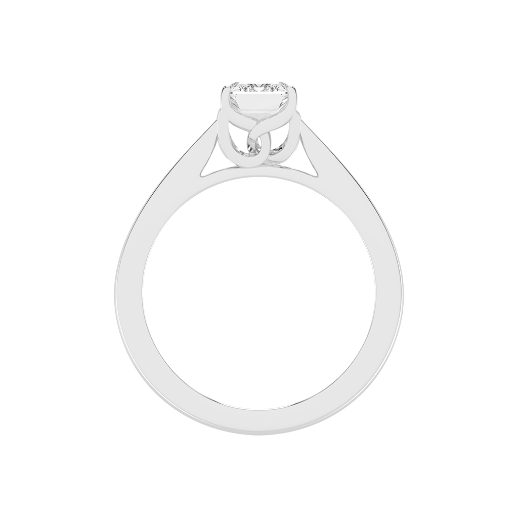 Emerald Cut Petal-shaped Solitaire Lab Grown Diamond Engagement Ring (3.5 mm width)