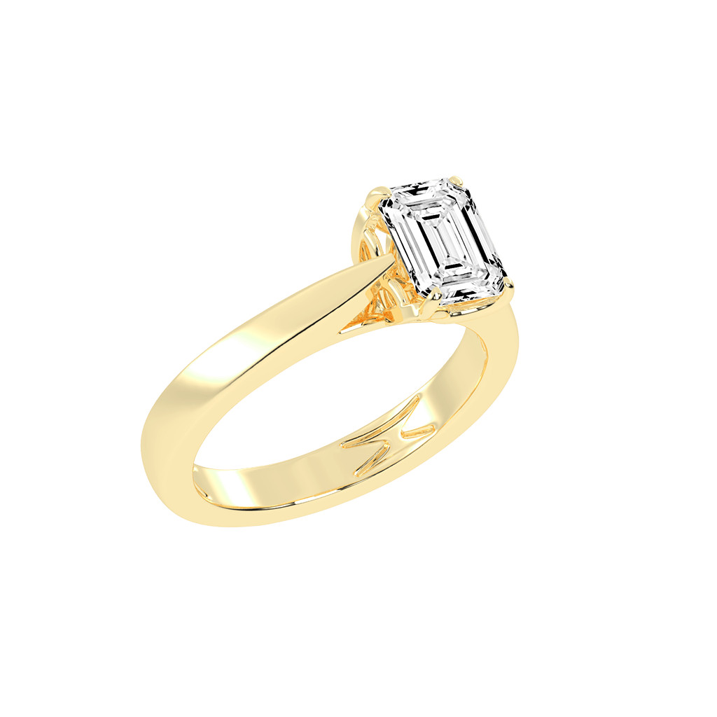 Emerald Cut Petal-shaped Solitaire Lab Grown Diamond Engagement Ring (3.5 mm width)