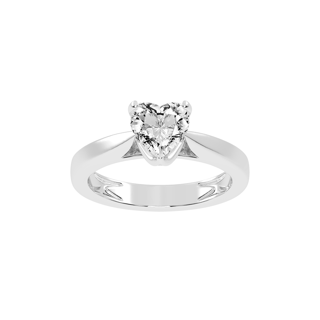 Heart Cut Petal-shaped Solitaire Lab Grown Diamond Engagement Ring (3.5 mm width)