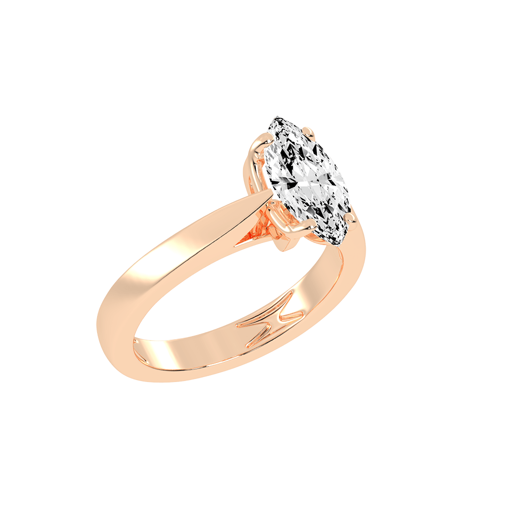 Marquise Cut Petal-shaped Solitaire Lab Grown Diamond Engagement Ring (3.5 mm width)