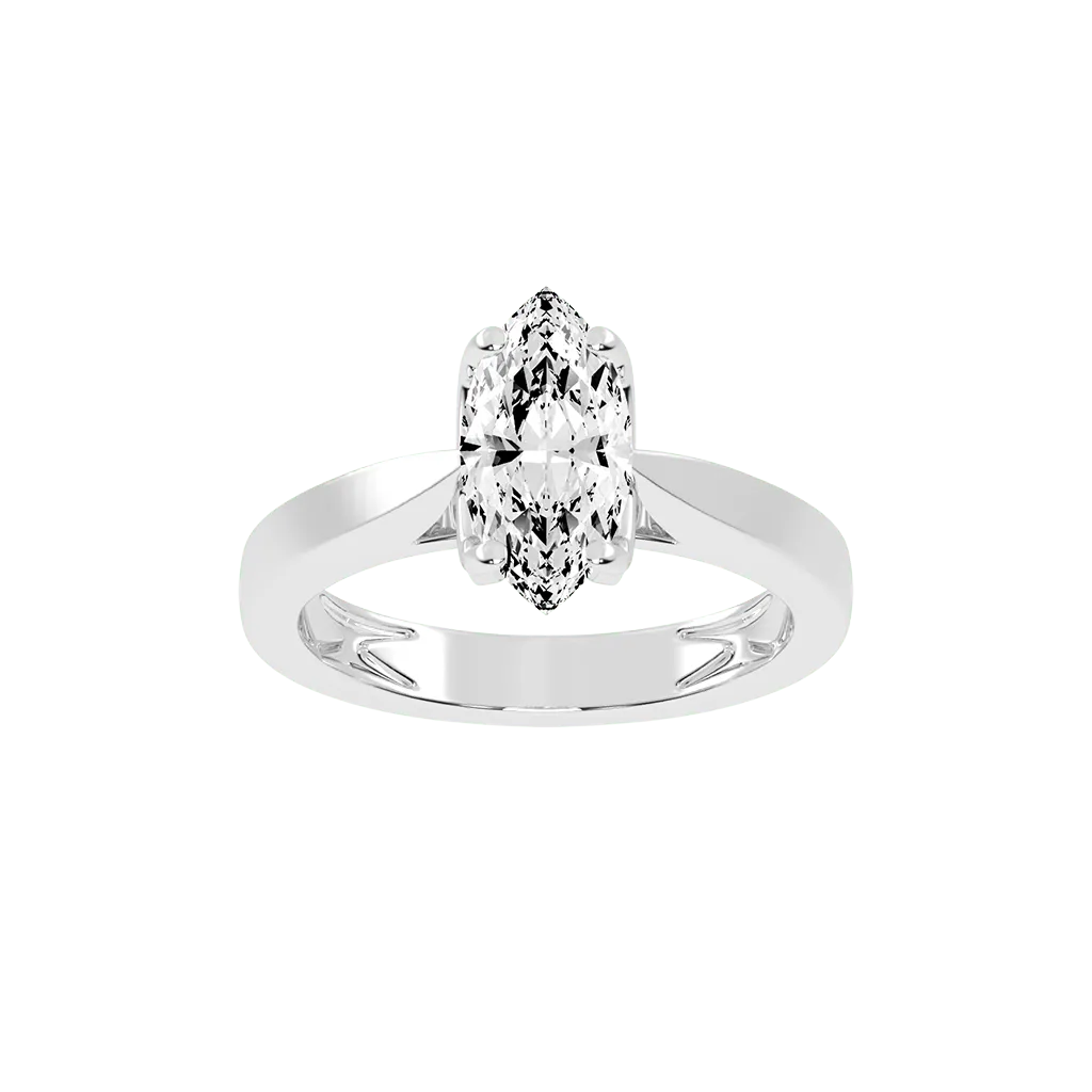 Marquise Cut Petal-shaped Solitaire Lab Grown Diamond Engagement Ring (3.5 mm width)