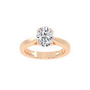 Oval Cut Petal-shaped Solitaire Lab Grown Diamond Engagement Ring (3.5 mm width)