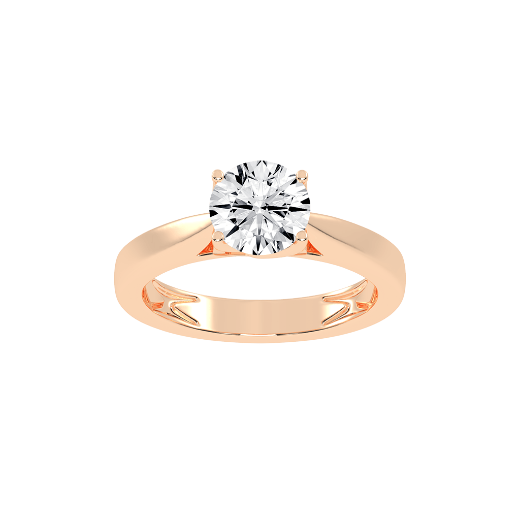 Round Cut Petal-shaped Solitaire Lab Grown Diamond Engagement Ring (3.5 mm width)