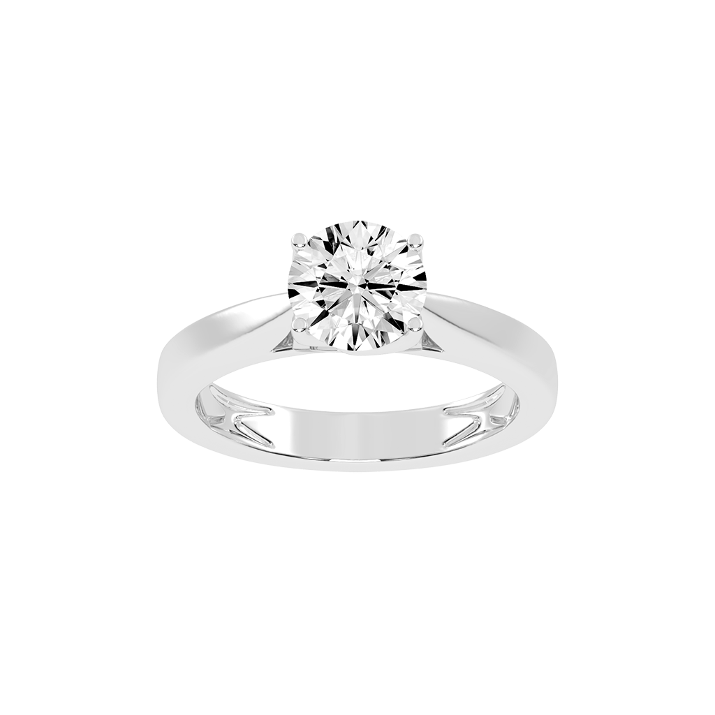 Round Cut Petal-shaped Solitaire Lab Grown Diamond Engagement Ring (3.5 mm width)