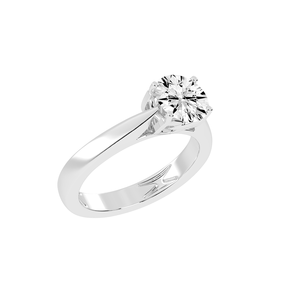 Round Cut Petal-shaped Solitaire Lab Grown Diamond Engagement Ring (3.5 mm width)