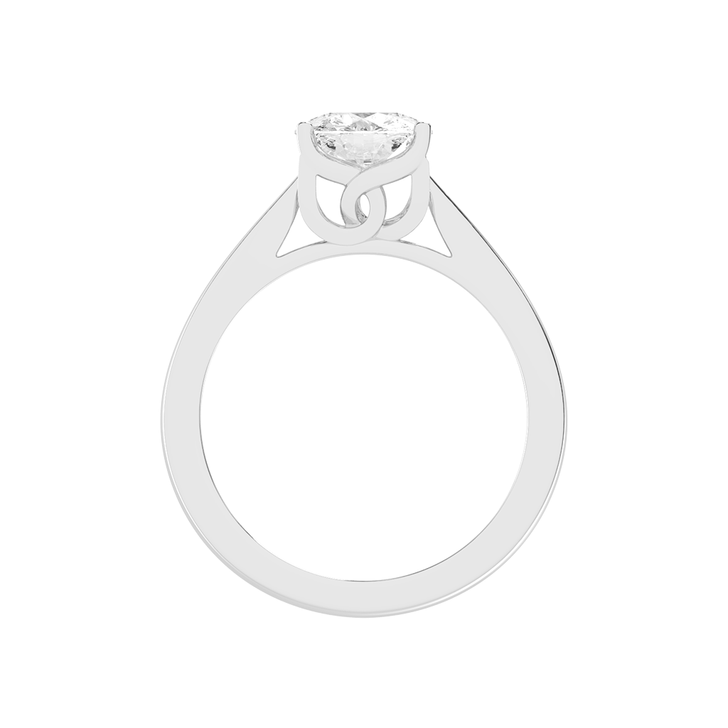 Round Cut Petal-shaped Solitaire Lab Grown Diamond Engagement Ring (3.5 mm width)