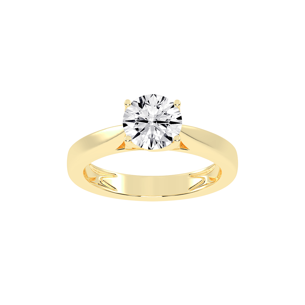 Round Cut Petal-shaped Solitaire Lab Grown Diamond Engagement Ring (3.5 mm width)