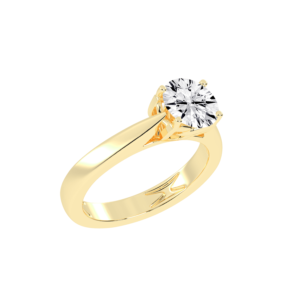 Round Cut Petal-shaped Solitaire Lab Grown Diamond Engagement Ring (3.5 mm width)