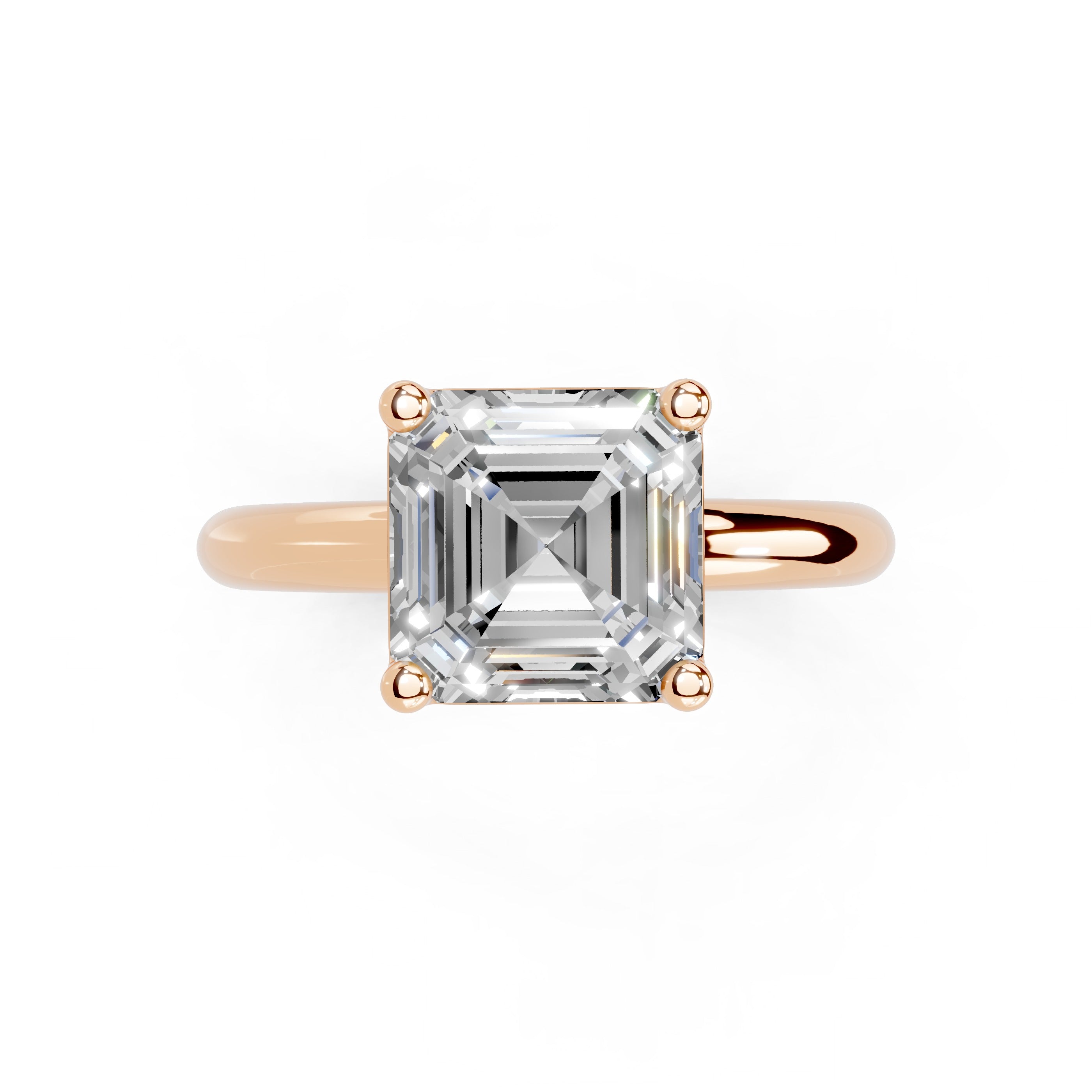 Asscher Cut Classic  Solitaire Lab Grown Diamond Engagement Ring