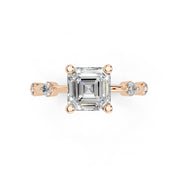 Asscher Cut Solitaire Lab Grown Diamond Engagement Ring with Minimal Side Stones