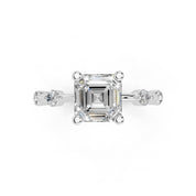 Asscher Cut Solitaire Lab Grown Diamond Engagement Ring with Minimal Side Stones