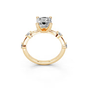 Asscher Cut Solitaire Lab Grown Diamond Engagement Ring with Minimal Side Stones