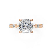 Cushion Cut Solitaire Lab Grown Diamond Engagement Ring with Minimal Side Stones