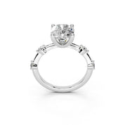 Cushion Cut Solitaire Lab Grown Diamond Engagement Ring with Minimal Side Stones