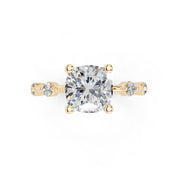 Cushion Cut Solitaire Lab Grown Diamond Engagement Ring with Minimal Side Stones