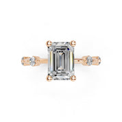 Emerald Cut Solitaire Lab Grown Diamond Engagement Ring with Minimal Side Stones