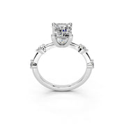 Emerald Cut Solitaire Lab Grown Diamond Engagement Ring with Minimal Side Stones