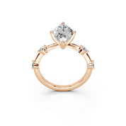 Marquise Cut Solitaire Lab Grown Diamond Engagement Ring with Minimal Side Stones