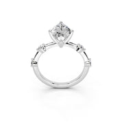 Marquise Cut Solitaire Lab Grown Diamond Engagement Ring with Minimal Side Stones