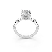 Oval Cut Solitaire Lab Grown Diamond Engagement Ring with Minimal Side Stones