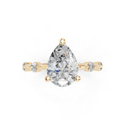 Pear Cut Solitaire Lab Grown Diamond Engagement Ring with Minimal Side Stones