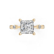 Princess Cut Solitaire Lab Grown Diamond Engagement Ring with Minimal Side Stones