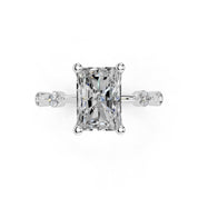 Radiant Cut Solitaire Lab Grown Diamond Engagement Ring with Minimal Side Stones