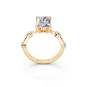 Radiant Cut Solitaire Lab Grown Diamond Engagement Ring with Minimal Side Stones