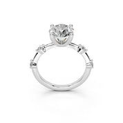 Round Cut Solitaire Lab Grown Diamond Engagement Ring with Minimal Side Stones