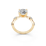 Round Cut Solitaire Lab Grown Diamond Engagement Ring with Minimal Side Stones