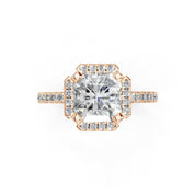 Asscher Cut Pave Setting Halo  Lab Grown Diamond Engagement Ring (1.6 mm width)