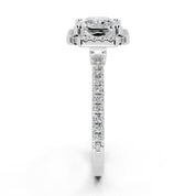 Asscher Cut Pave Setting Halo  Lab Grown Diamond Engagement Ring (1.6 mm width)