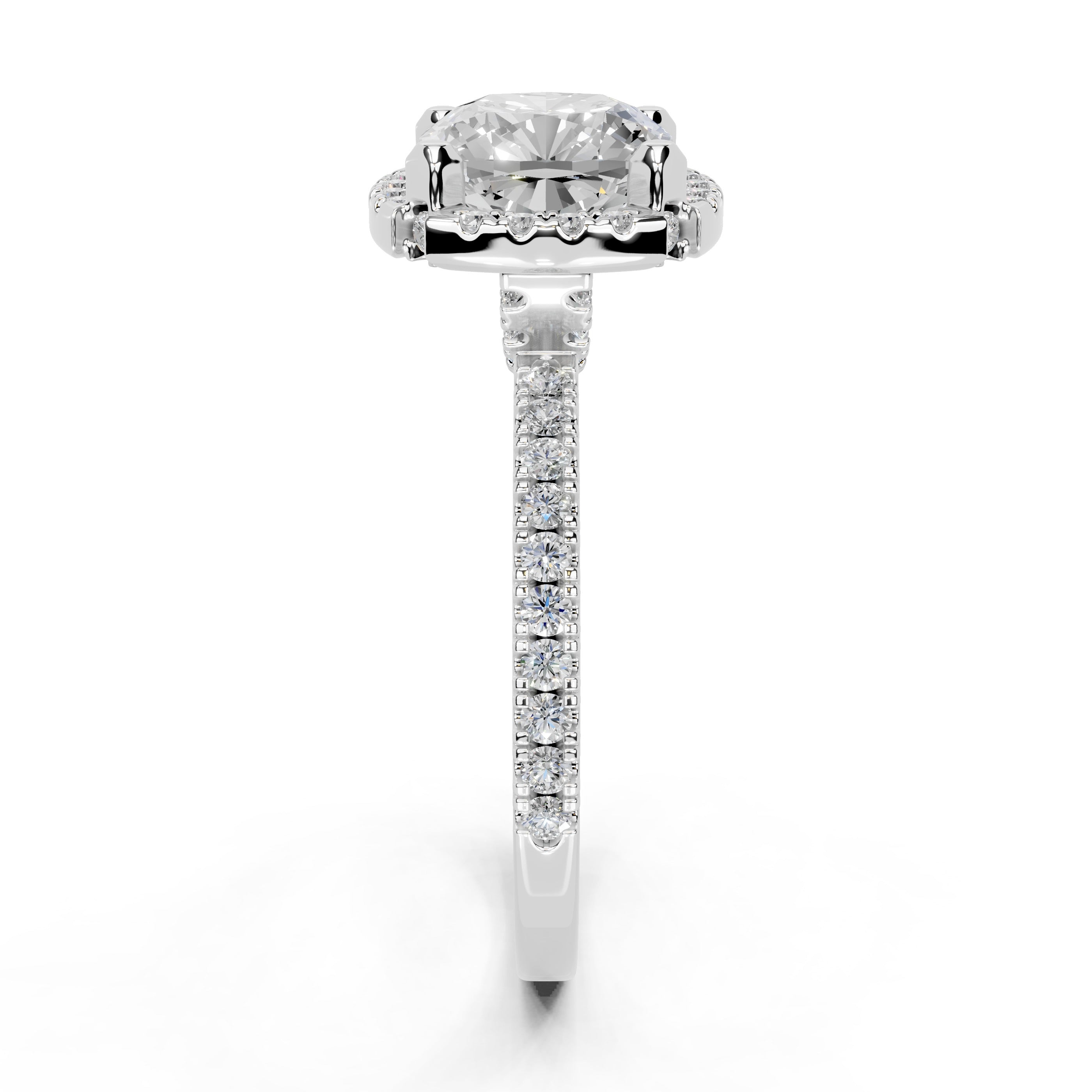 Cushion Cut Pave Setting Halo  Lab Grown Diamond Engagement Ring (1.6 mm width)