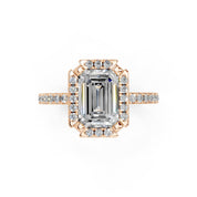 Emerald Cut Pave Setting Halo  Lab Grown Diamond Engagement Ring (1.6 mm width)