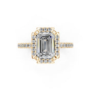 Emerald Cut Pave Setting Halo  Lab Grown Diamond Engagement Ring (1.6 mm width)