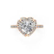 Heart Cut Pave Setting Halo  Lab Grown Diamond Engagement Ring (1.6 mm width)