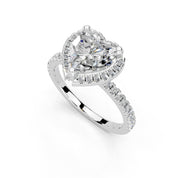 Heart Cut Pave Setting Halo  Lab Grown Diamond Engagement Ring (1.6 mm width)