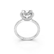 Heart Cut Pave Setting Halo  Lab Grown Diamond Engagement Ring (1.6 mm width)