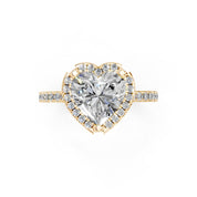 Heart Cut Pave Setting Halo  Lab Grown Diamond Engagement Ring (1.6 mm width)