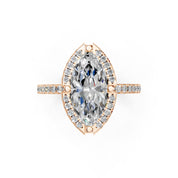 Marquise Cut Pave Setting Halo  Lab Grown Diamond Engagement Ring (1.6 mm width)