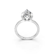 Marquise Cut Pave Setting Halo  Lab Grown Diamond Engagement Ring (1.6 mm width)