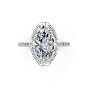 Marquise Cut Pave Setting Halo  Lab Grown Diamond Engagement Ring (1.6 mm width)