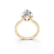 Marquise Cut Pave Setting Halo  Lab Grown Diamond Engagement Ring (1.6 mm width)