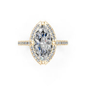 Marquise Cut Pave Setting Halo  Lab Grown Diamond Engagement Ring (1.6 mm width)