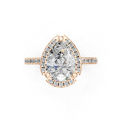 Pear Cut Pave Setting Halo  Lab Grown Diamond Engagement Ring (1.6 mm width)