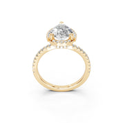 Pear Cut Pave Setting Halo  Lab Grown Diamond Engagement Ring (1.6 mm width)