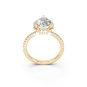 Pear Cut Pave Setting Halo  Lab Grown Diamond Engagement Ring (1.6 mm width)