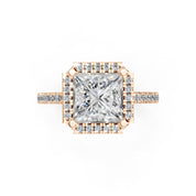 Princess Cut Pave Setting Halo  Lab Grown Diamond Engagement Ring (1.6 mm width)